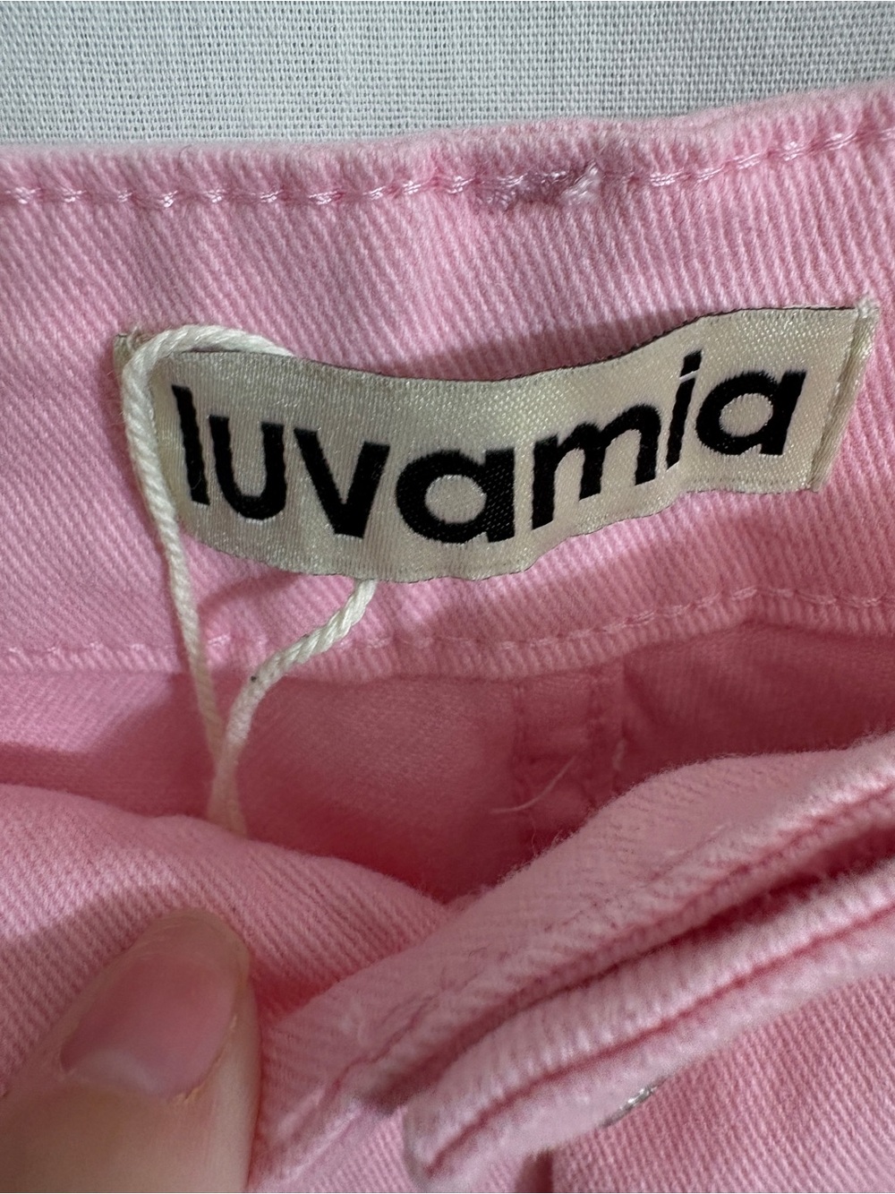 Luvamia Pink Wide Leg Cropped Jeans Medium High Rise Patch Pocket NWT - Picture 4 of 6